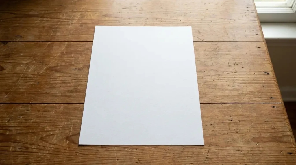 Letter sized paper used to estimate nine inch length