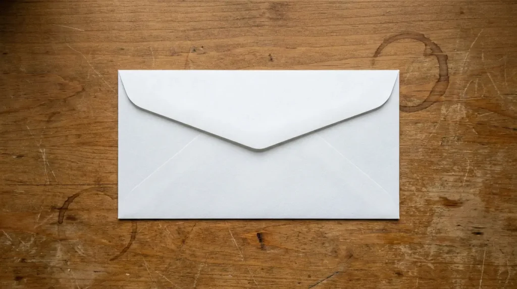 Business envelope placed on an office desk