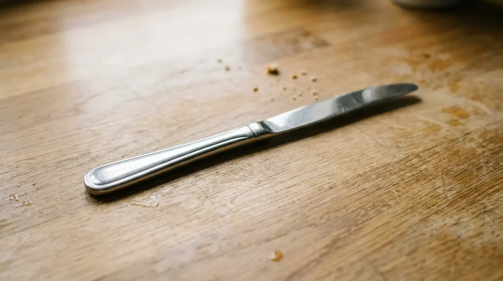 Butter knife shown as a five-inch length reference