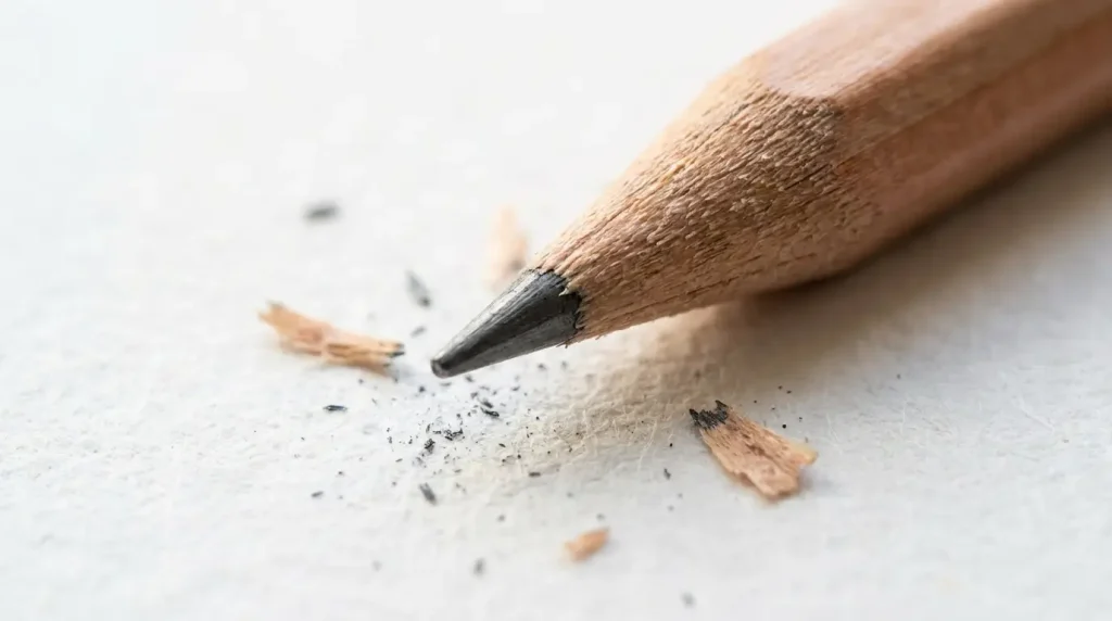 A sharpened pencil tip resting on paper, the graphite core width is one of the easiest ways to picture 2mm.