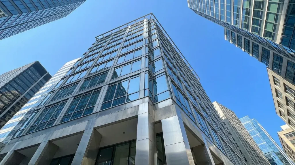 Ten story building used as a 100 foot height reference