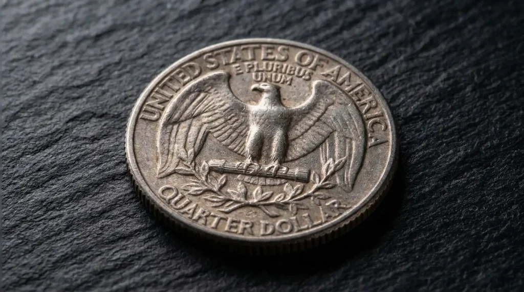 Real US quarter coin used as a five inch size reference