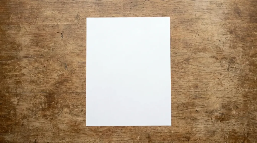 Letter size paper sheet showing how long 11 inches looks on a flat desk surface