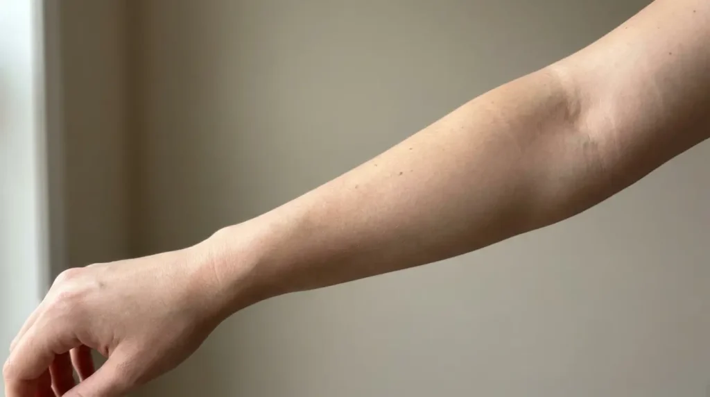 Forearm from wrist to elbow shown as a body reference roughly a foot